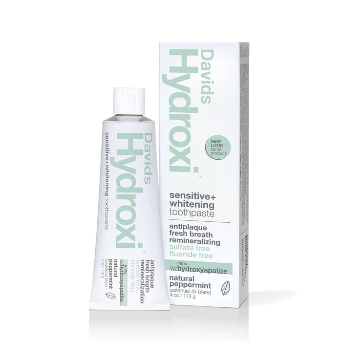 David's Hydroxi sensitive whitening toothpaste tube and packaging on a white background