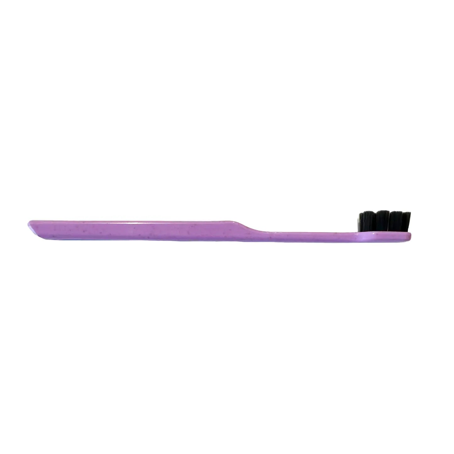 blush toothbrush with black bristles on a white background