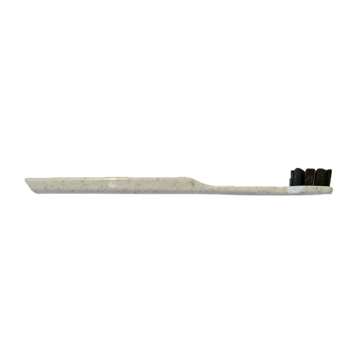 Toothbrush with black bristles on a white background
