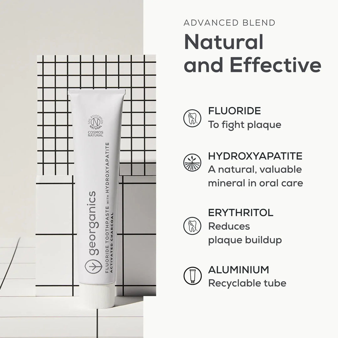 Georganics Fluoride Toothpaste with Hydroxyapatite - Activated Charcoal