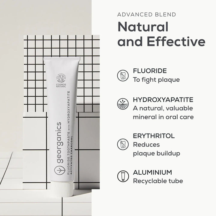 Georganics Fluoride Toothpaste with Hydroxyapatite - Activated Charcoal