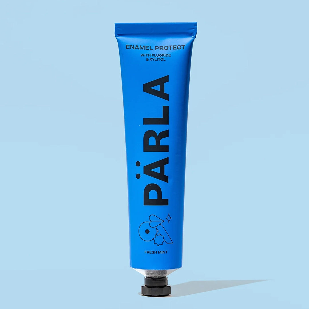 PÄRLA Enamel Protect toothpaste 75ml with 1450ppm fluoride and xylitol, blue plastic free aluminium tube
