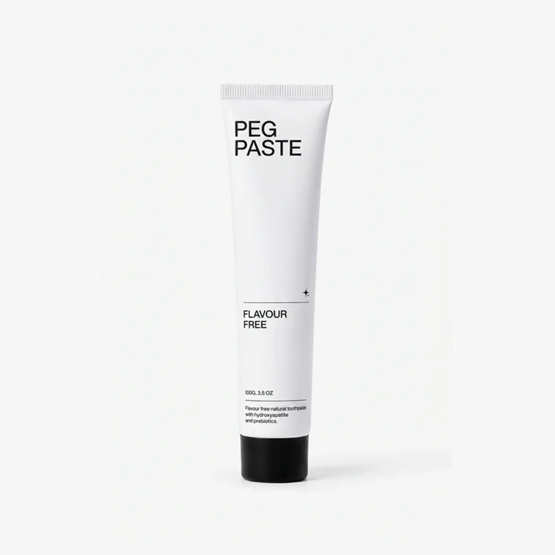 Tube of Peg Paste flavour free on a white background