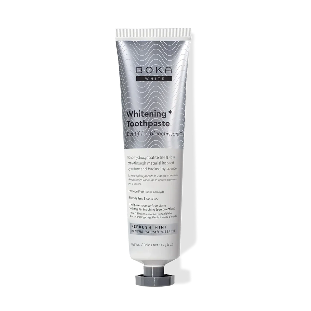 Boka White Whitening Toothpaste Refresh Mint 113g tube, front of pack