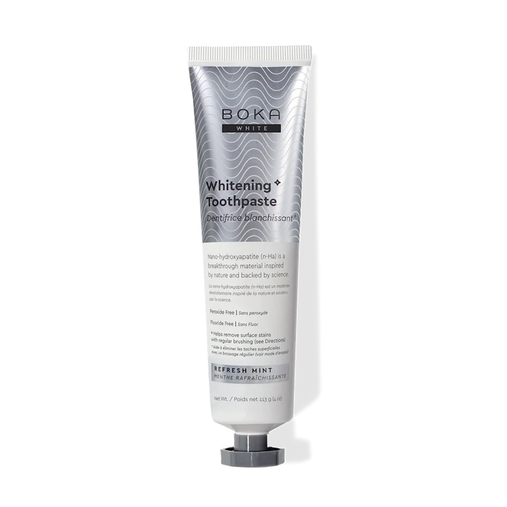 Boka White Whitening Toothpaste Refresh Mint 113g tube, front of pack