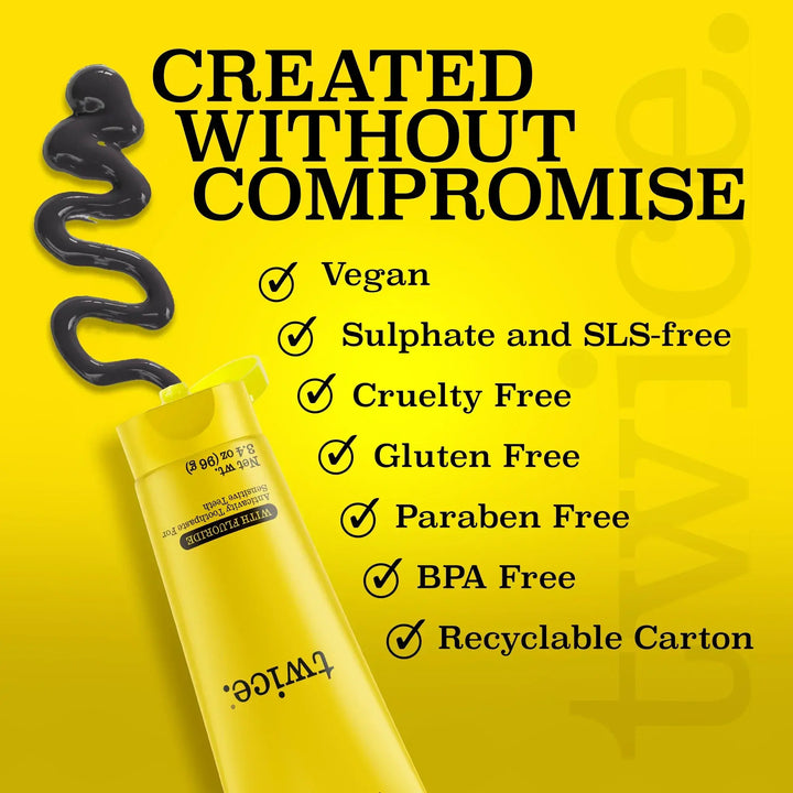 Twice Charcoal Icy Mint toothpaste 96g 3.4oz tube available in Australia at Toothpasteology