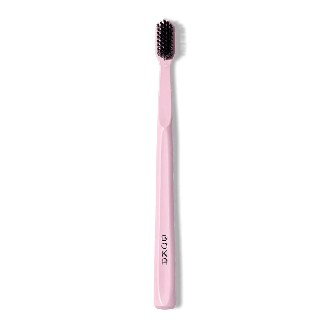 Boka Classic Toothbrush with Extra Soft Activated Charcoal Bristles - Pink