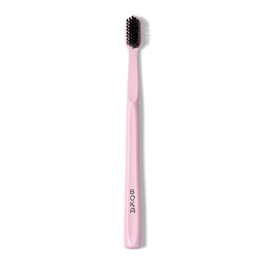 Boka Classic Toothbrush with Extra Soft Activated Charcoal Bristles - Pink