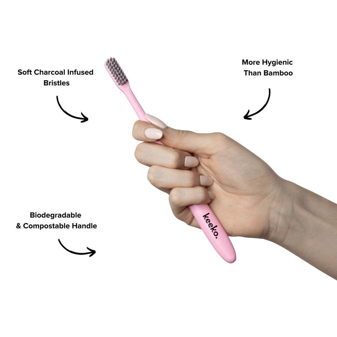 Keeko One Good Brush - Biodegradable Toothbrush Pink 3